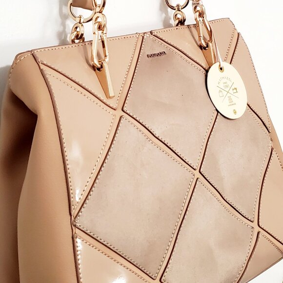 MATMAZEL "SERRA" 3 Compartment, Geometric Pattern Shoulder Bag- Green or Mink - Picture 13 of 17